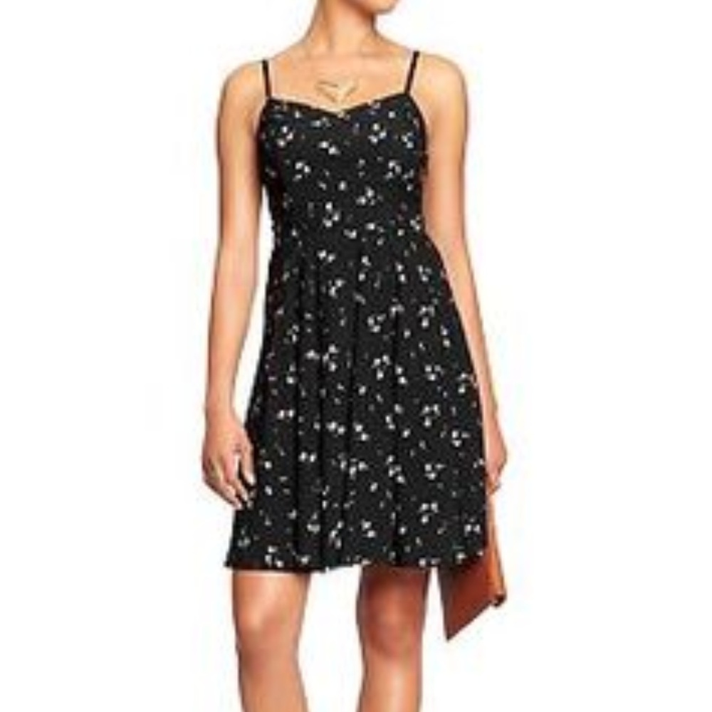 Navy Blue Floral Fit & Flare Strapless Dress NWOT